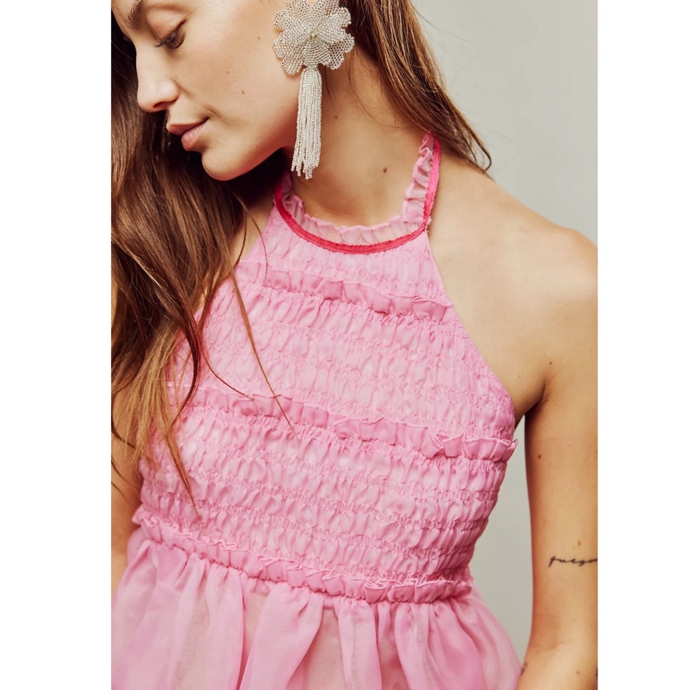 Free People! Cupcake Cutie Halter Top In Pink Combo NWOT!